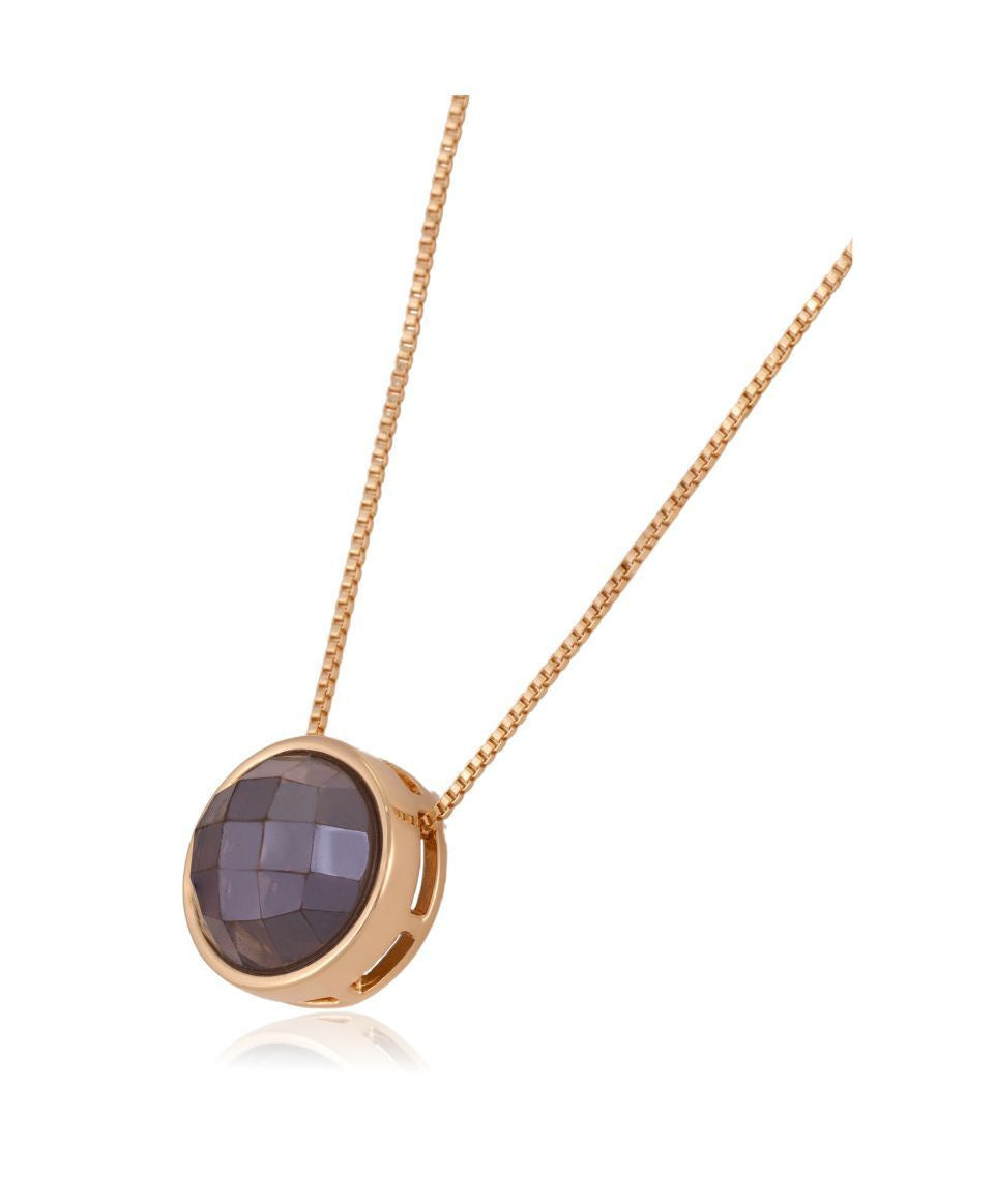 NECKLACE - GOLD PLATED - SMOKY QUARTZ