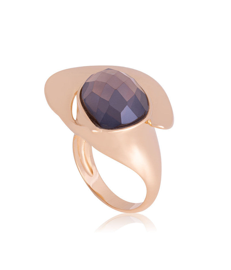 FLATIRON FLAIR RING - PEARLIZED SMOKY QUARTZ