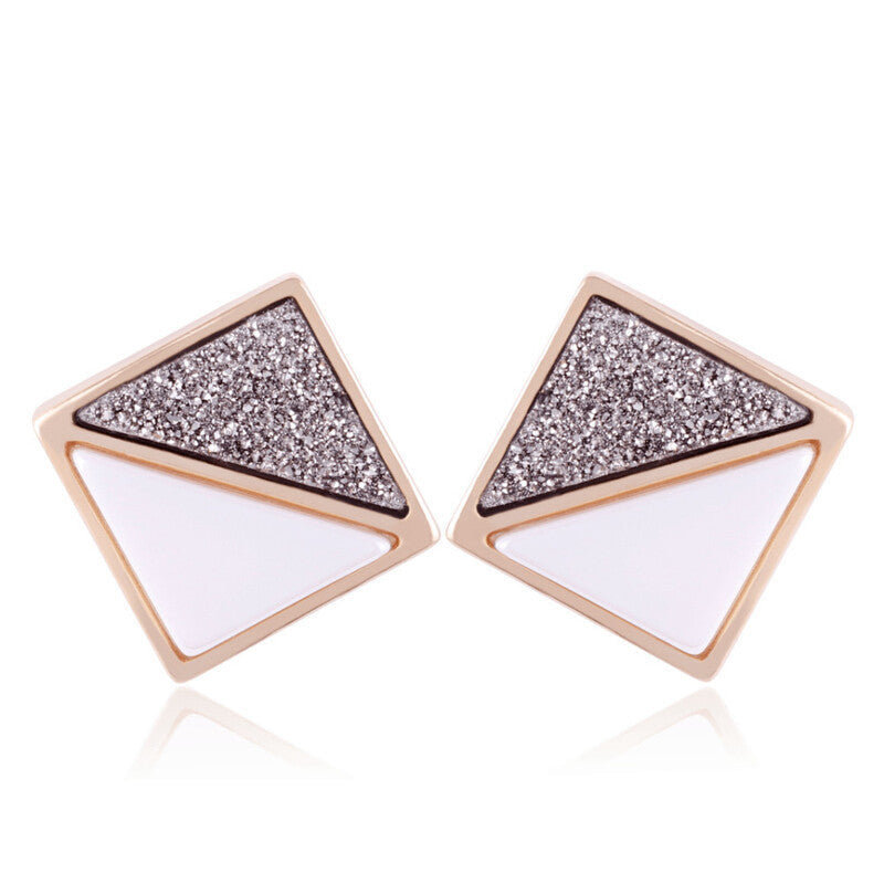 PLATINUM DRUSE SQUARE EARRING - GOLD PLATED