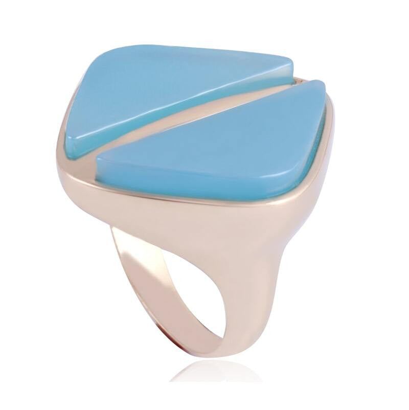 RING - GOLD PLATED - AG. SKY BLUE