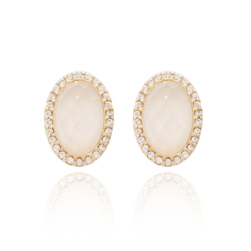 TRIBECA TREASURE EARRING - MILKY QUARTZ WITH ZIRCONIA