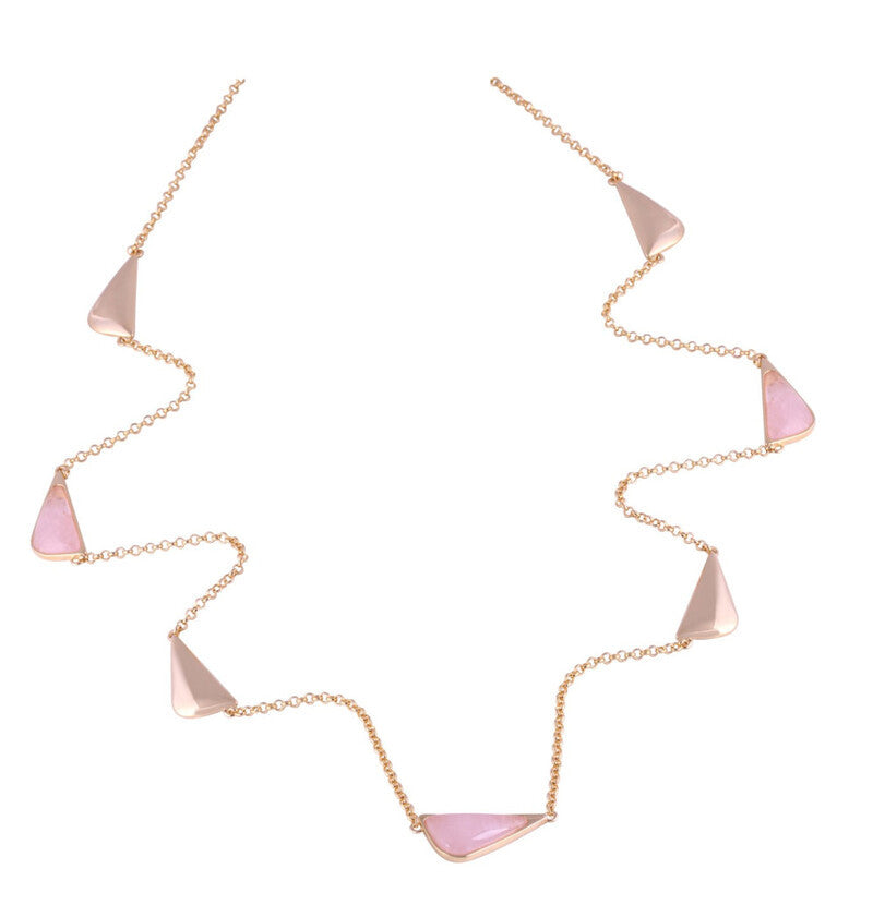 NECKLACE - GOLD PLATED - PINK QUARTZ STONE