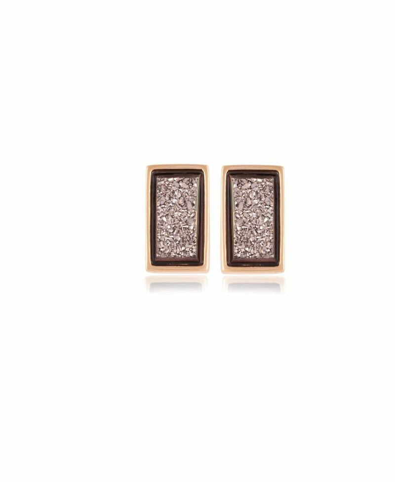 PLATINUM DRUSE - SMALL RECTANGULAR EARRING - GOLD PLATED