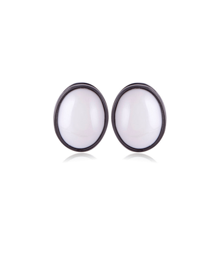 PEARLIZED PORCELAIN STONE - EARRING - BLACK METALLIZATION