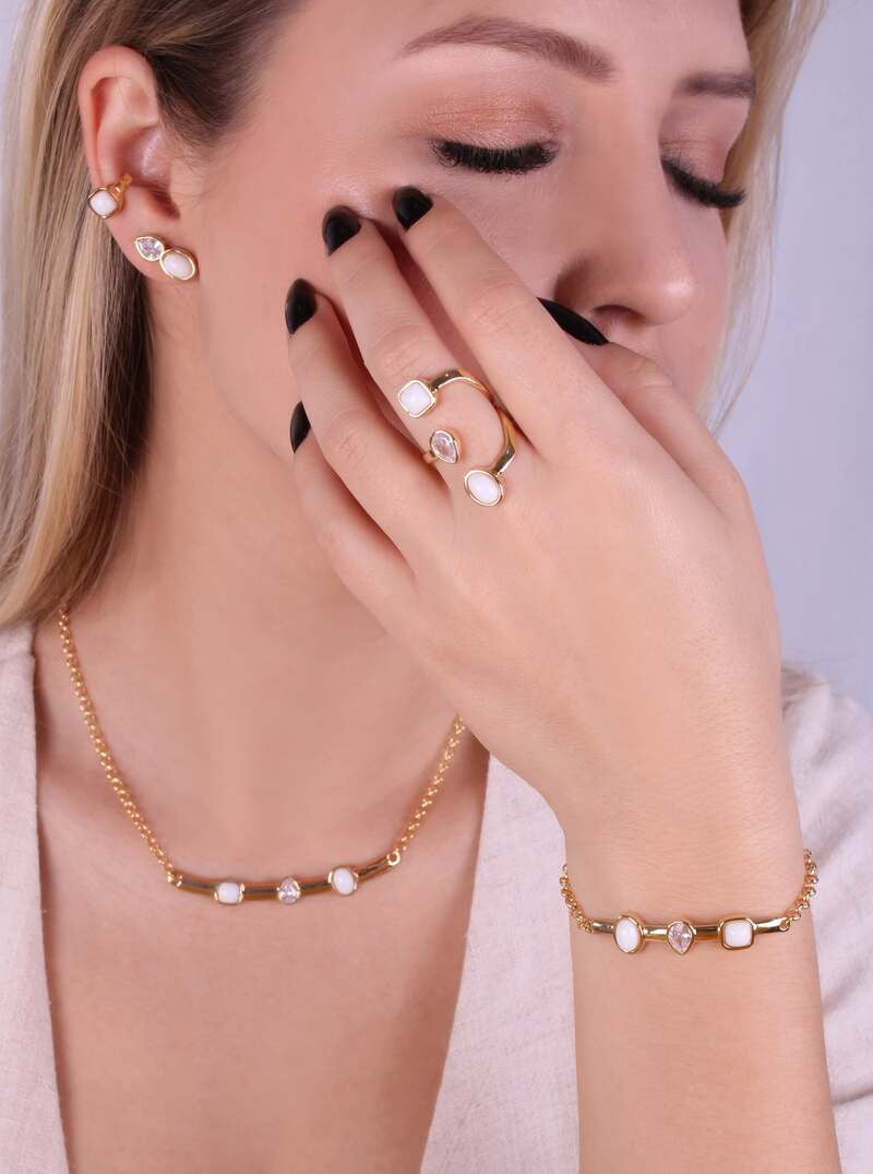 PORCELAIN - BRACELET - GOLD PLATED