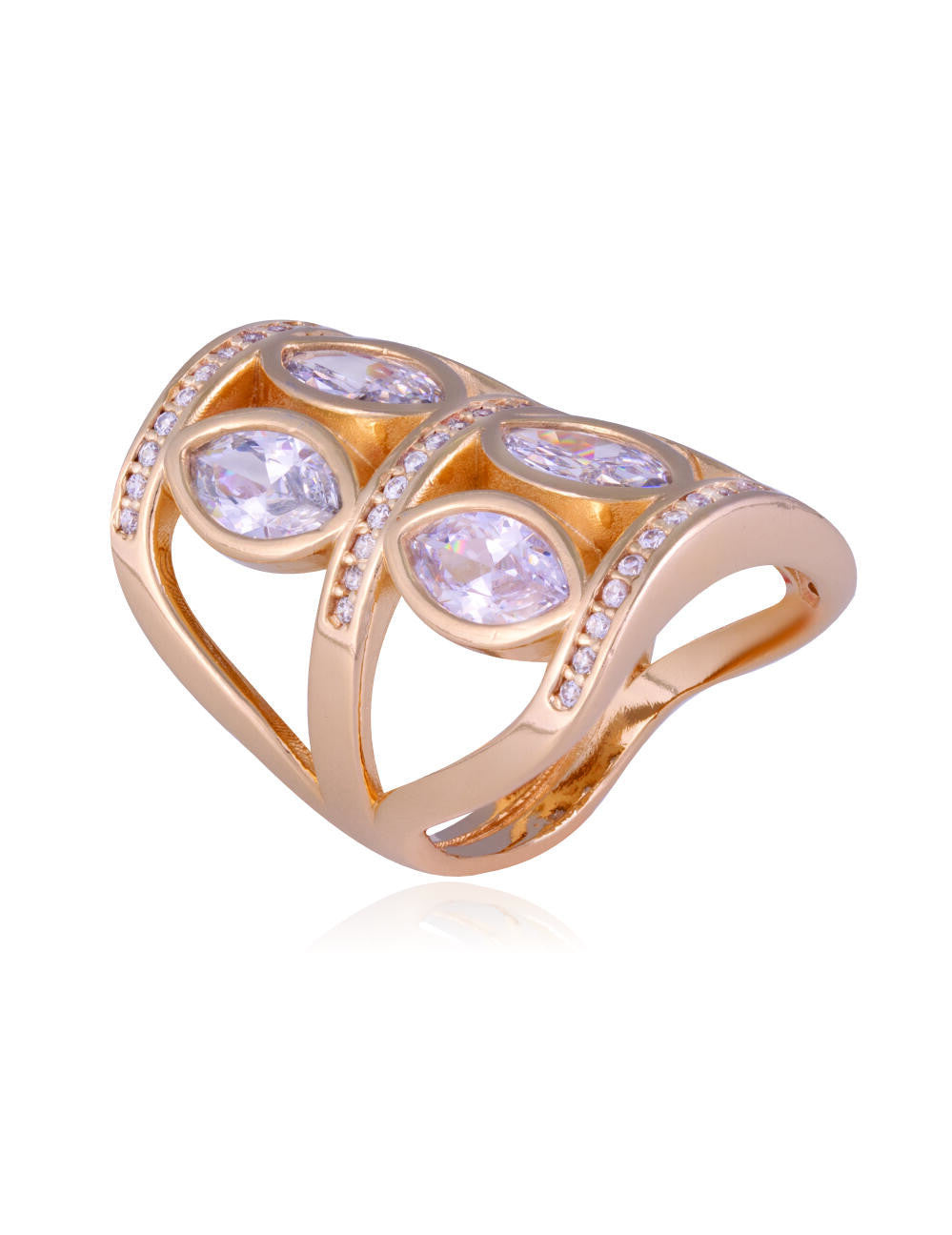 RING - GOLD PLATED - ZIRCONIA CRYSTAL STONE