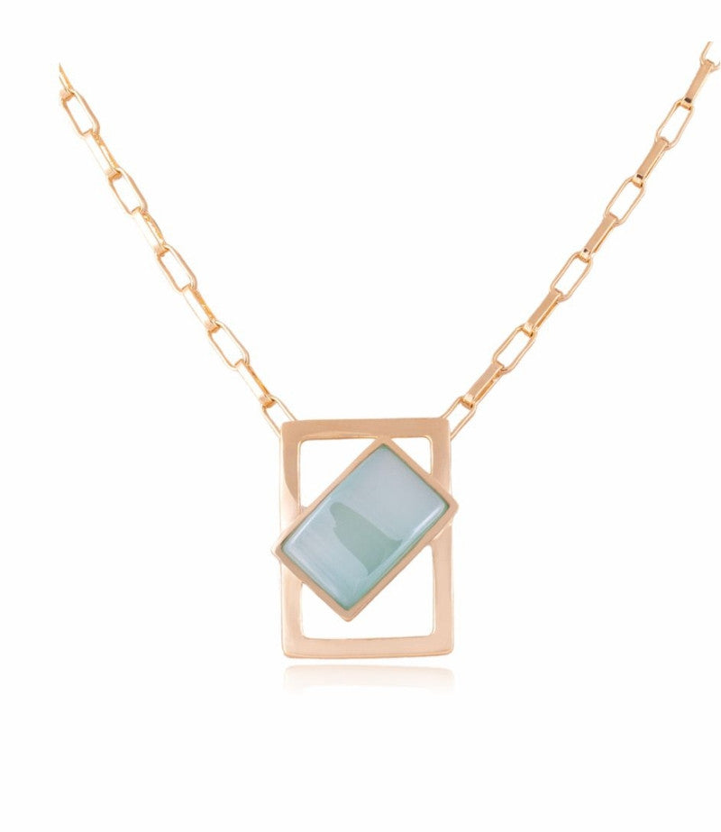 NECKLACE - GOLD PLATED - AG. SKY BLUE PER