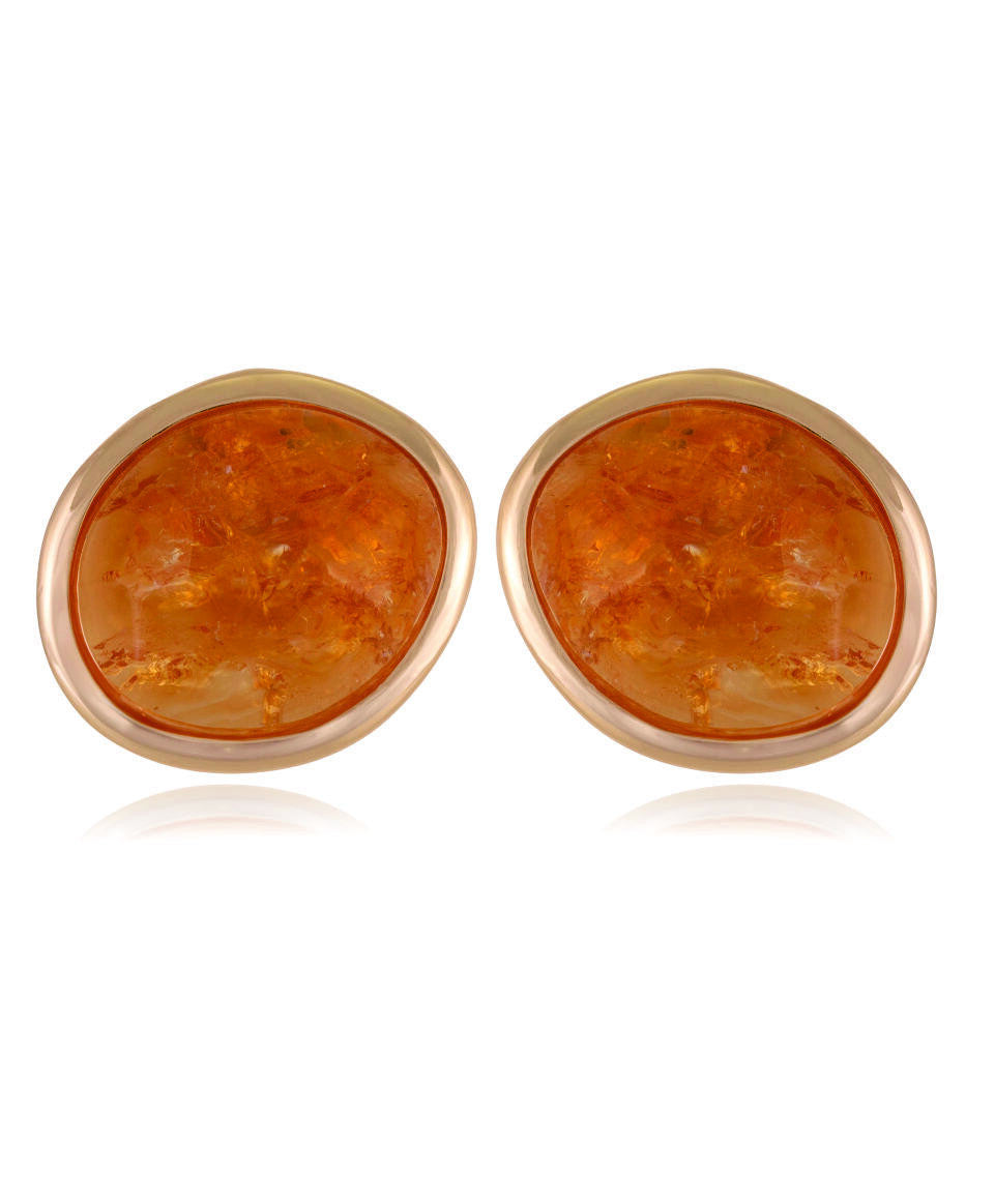 CIRCULAR CITRINE - 18K GOLD-PLATED EARRINGS WITH FRINGE OPTION