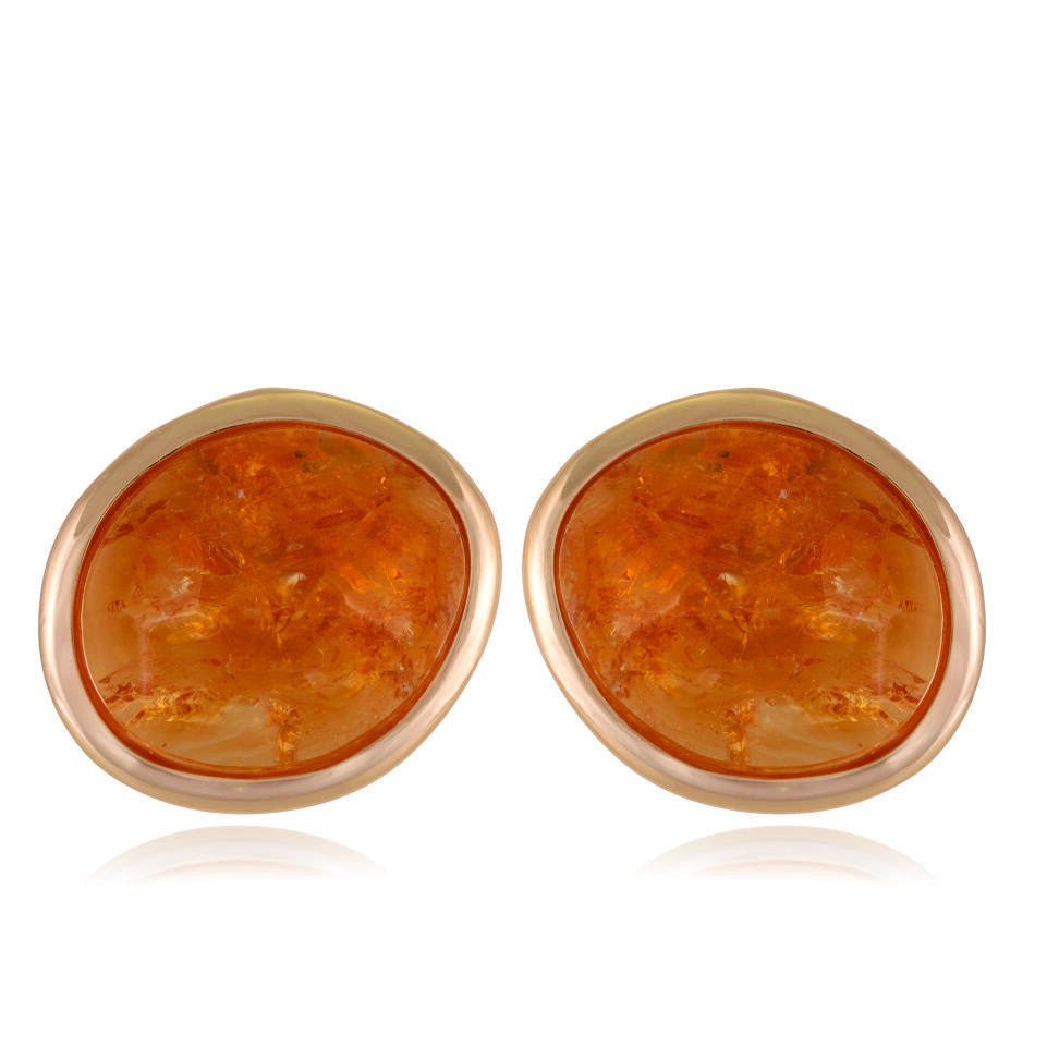 CIRCULAR CITRINE -GOLD PLATED EARRING WITH FRINGE OPTION