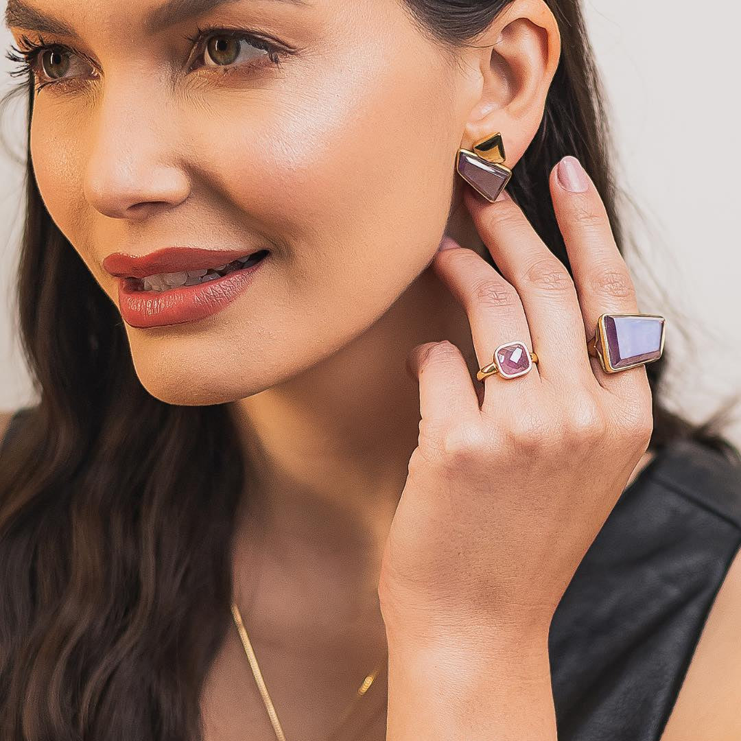 AMETHYST LAVENDER EARRING | GOLD PLATED | OPULENCE | BRAINSTORM JEWELRY