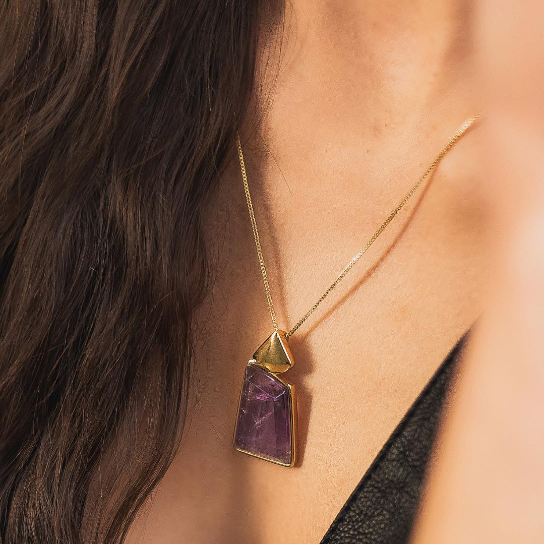 COLAR DE AMETISTA LAVANDA | BANHADO A OURO | OPULÊNCIA | JOIAS BRAINSTORM