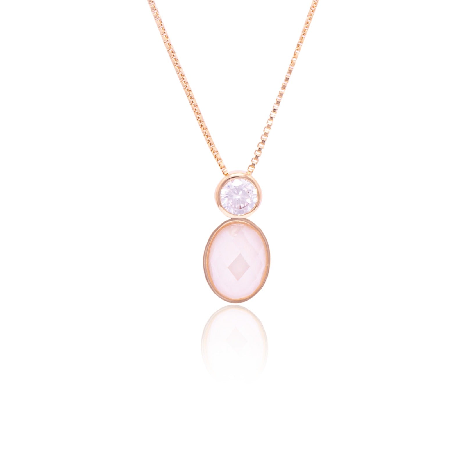 PEARLESCENT ARAGONITE QUARTZ - GOLD-PLATED NECKLACE