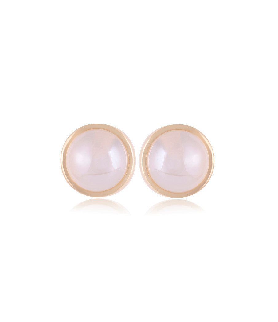 PEARLISH WHITE AGATE EARRING - GOLD PLATED