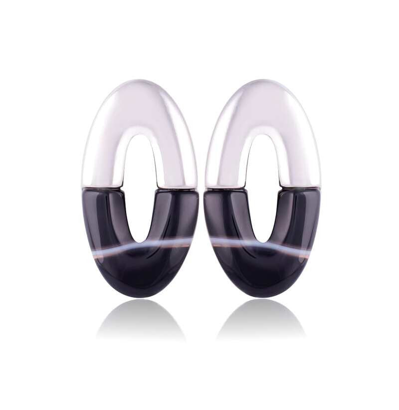 BLACK AGATE - EARRING - Bianco/RH Veneer