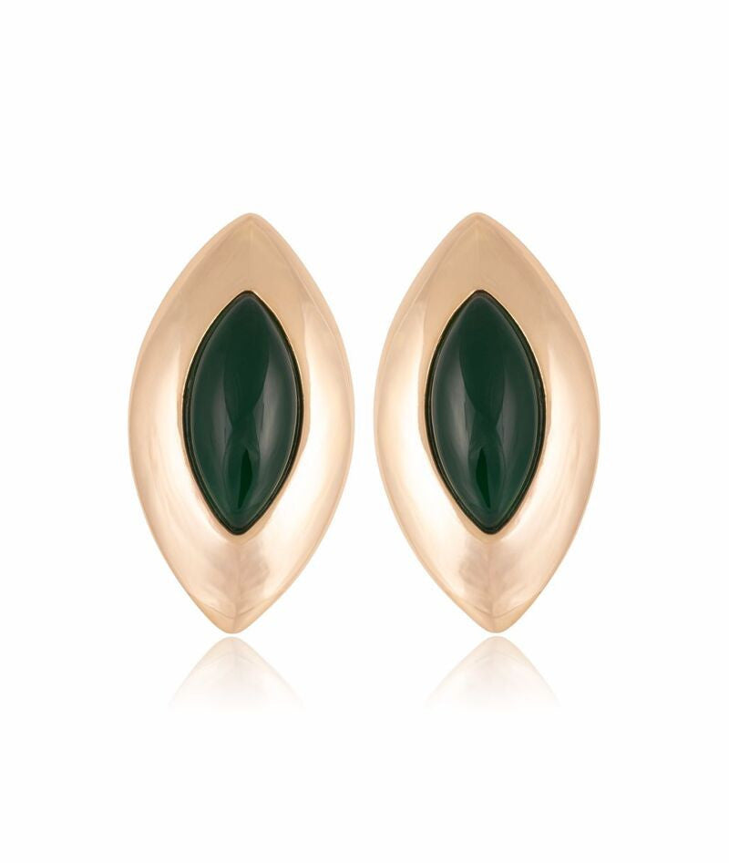 GREEN AGATE EARRING - GOLD PLATED