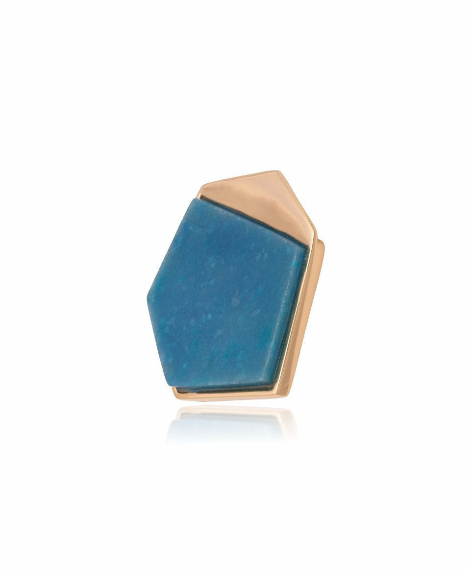 TURQUOISE QUARTZ EARRING - HEXAGON SHAPE - GOLD PLATED