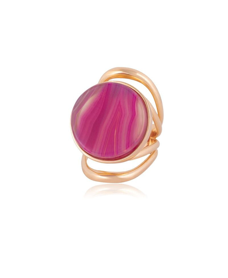 RING - GOLD PLATED - A. PINK STRIPED