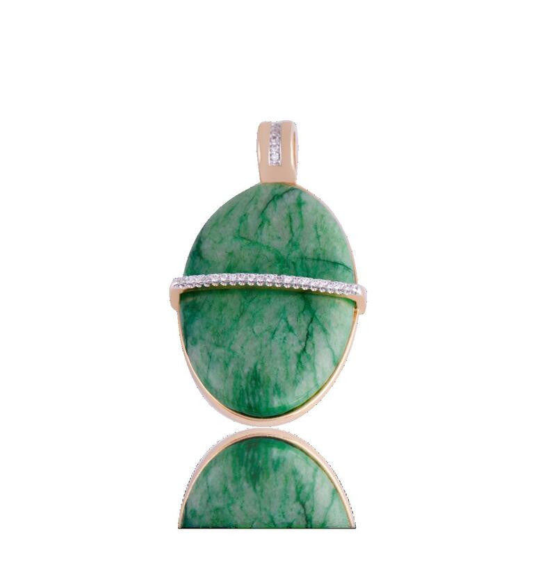 PENDANT - GOLD PLATED - GREEN FELDSPAR STONE