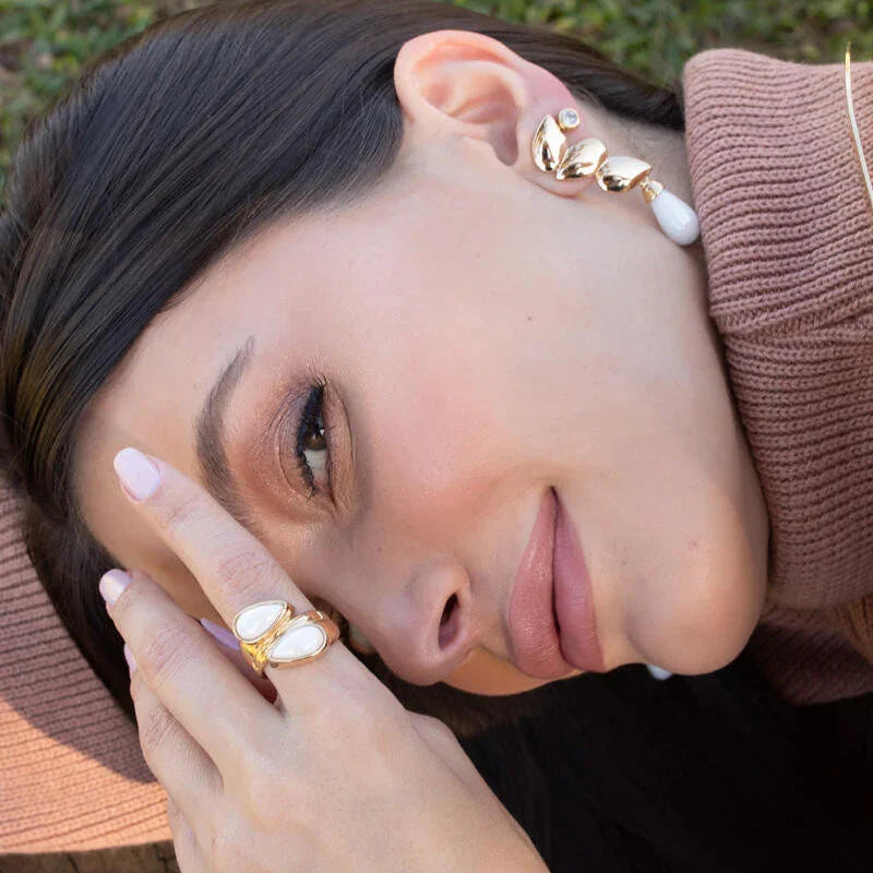 PORCELAIN IMPERIAL BRILLIANCE EARRING | GOLD PLATED | OPULENCE | BRAINSTORM JEWELRY