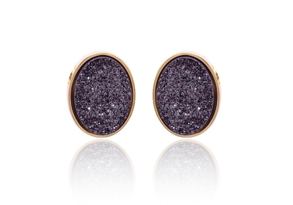 SOHO SOPHISTICATE EARRING -DRUZE BLACK STONE