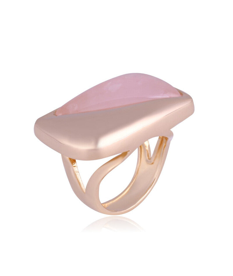 RING - GOLD PLATED - PINK QUARTZ STONE