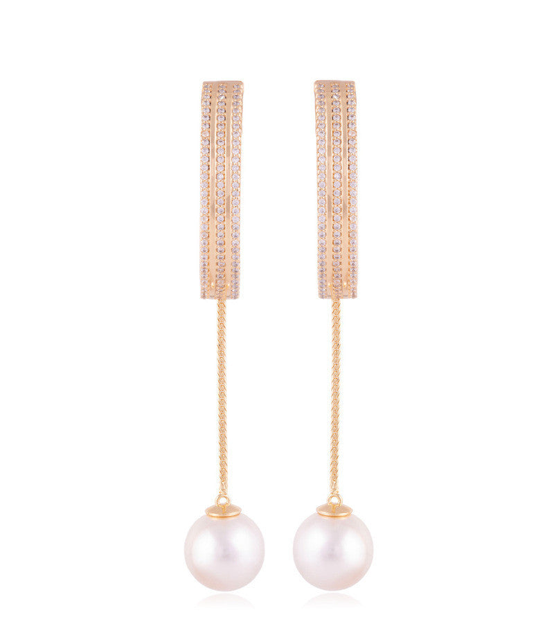 HALF MOON WITH REMOVABLE PEARL - EARRING - GOLD PLATED