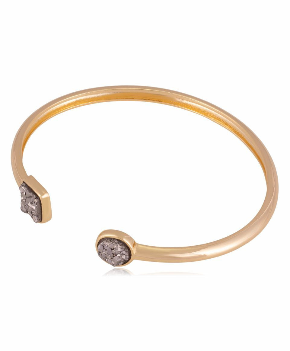 PLATINUM DRUSE STONE - BRACELET - GOLD PLATED