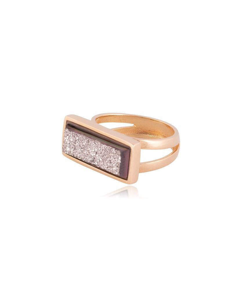 RING - GOLD PLATED - PLATINUM DRUSE