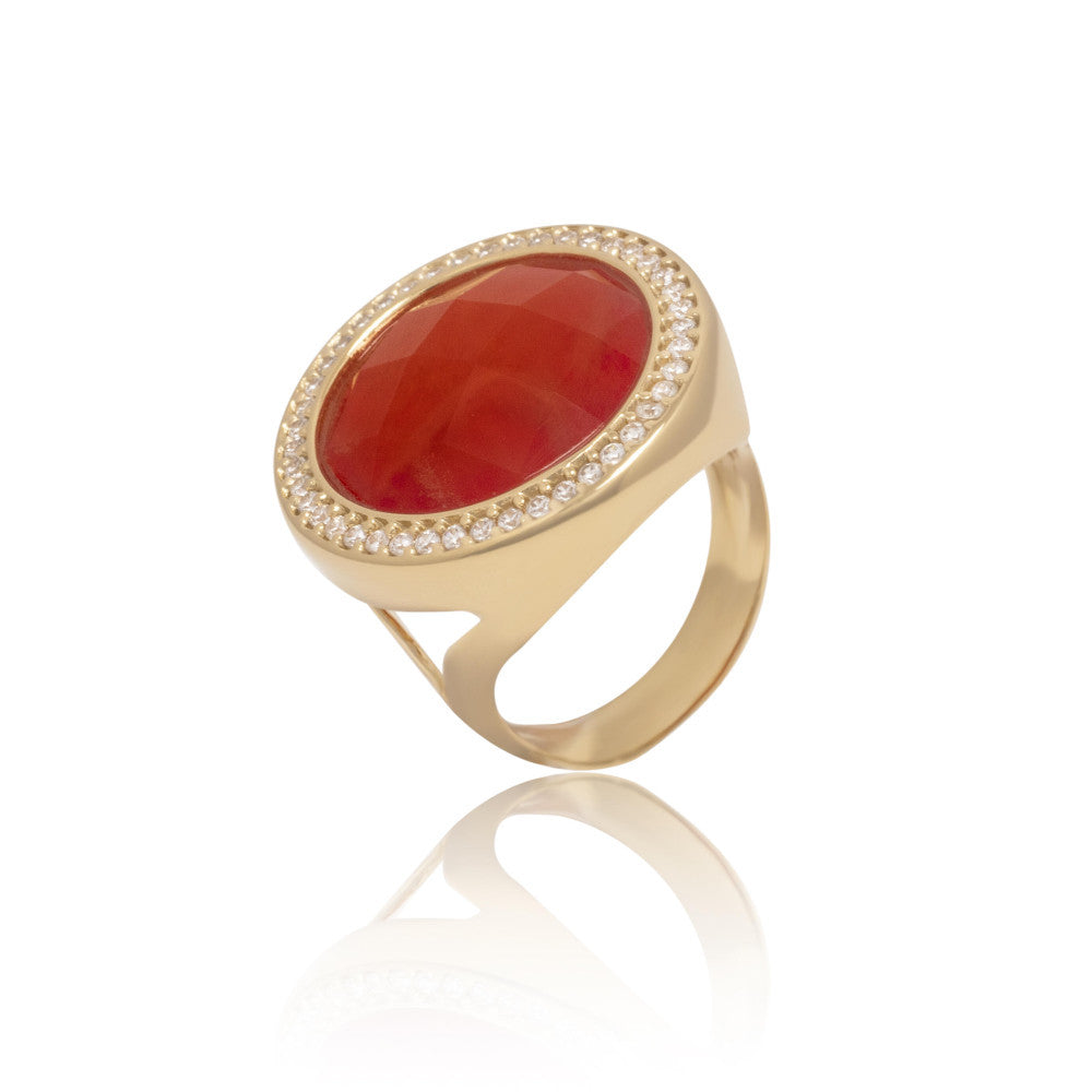 CHERY RED BIG APPLE BLING BIG RING | GOLD PLATED | NYFW | BRAINSTORM JEWELRY