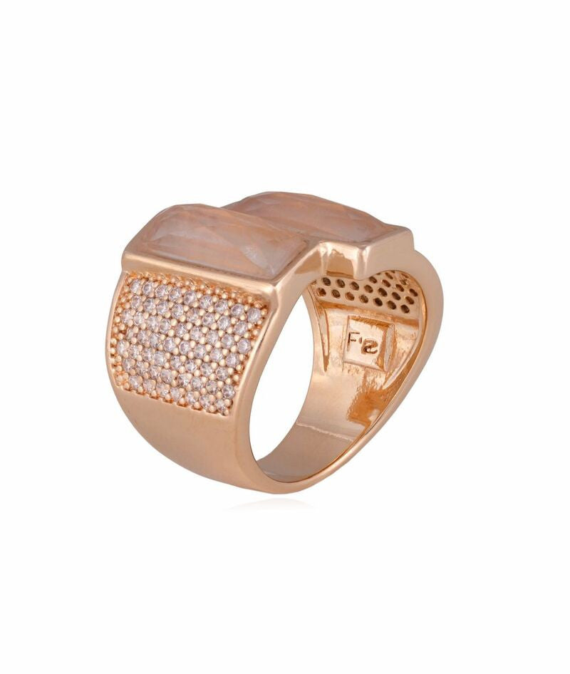 RING - GOLD PLATED - MILKY QTZO PER.