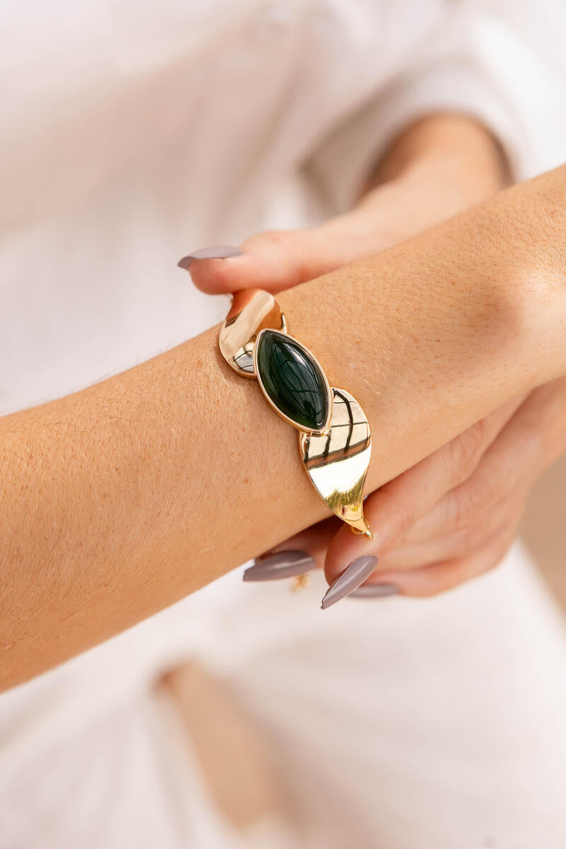 GREEN AGATE RIVERSIDE BRACELET | GOLD PLATED | NYFW | BRAINSTORM JEWELRY