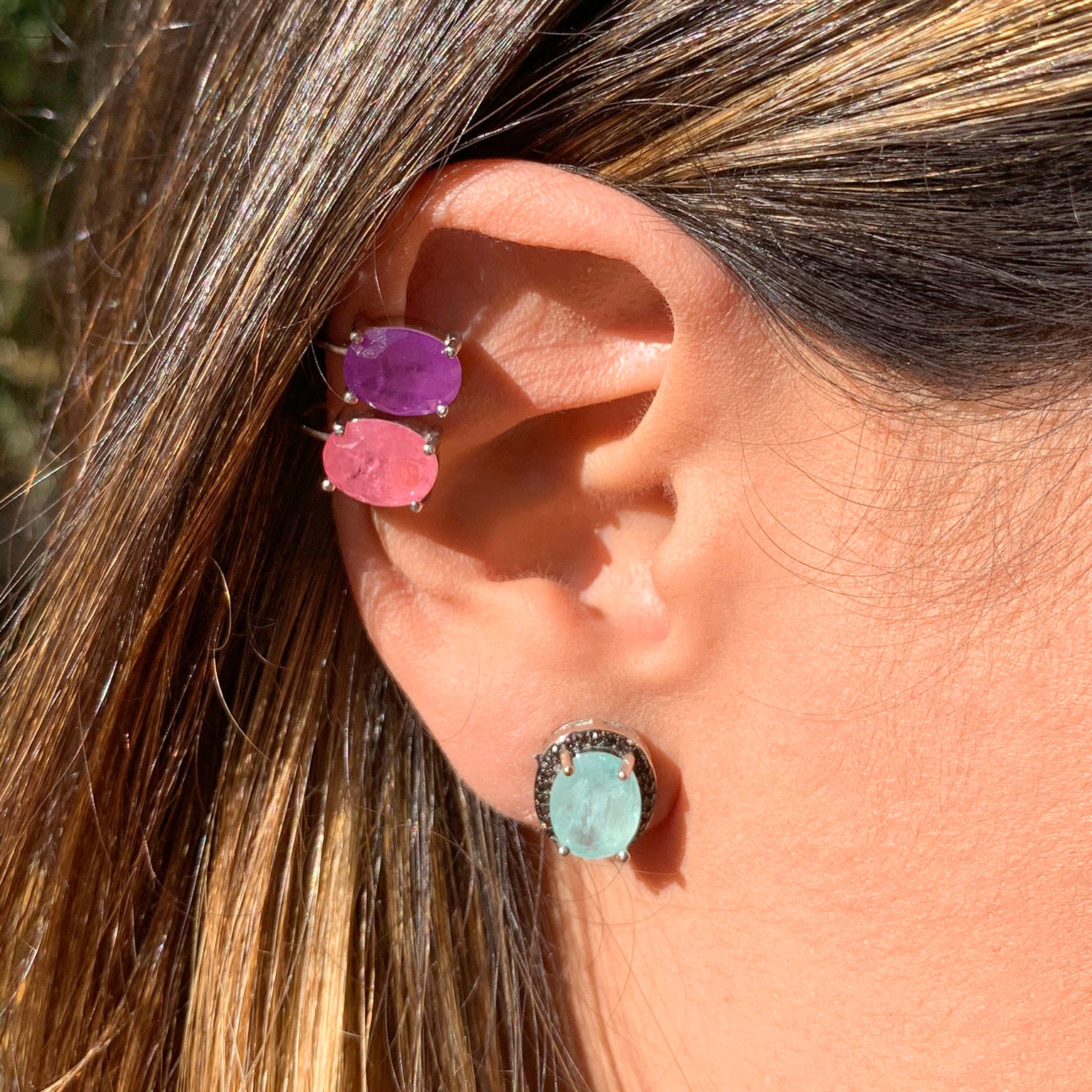 TOURMALINE AND AMETHYST VIVIAN EARRING