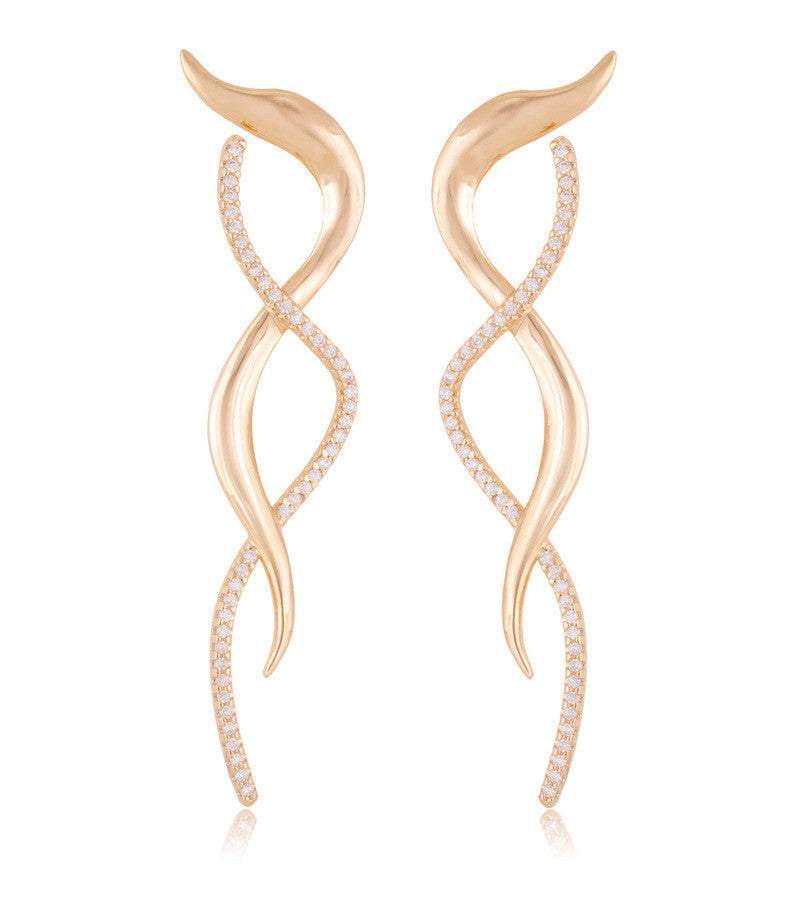 DOUBLE SNAKE WITH ZIRCONIAS - GOLD PLATED EARRING