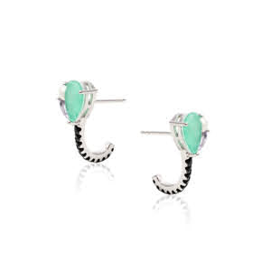 FUSION EMERALD, PEARL AND TANZANITE EAR HOOK EDILENE EARRING