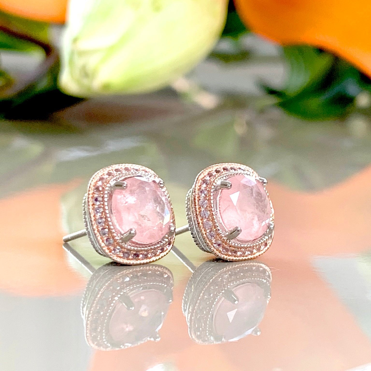 PINK ZIRCONIA AND TOURMALINE FLAVIA EARRING