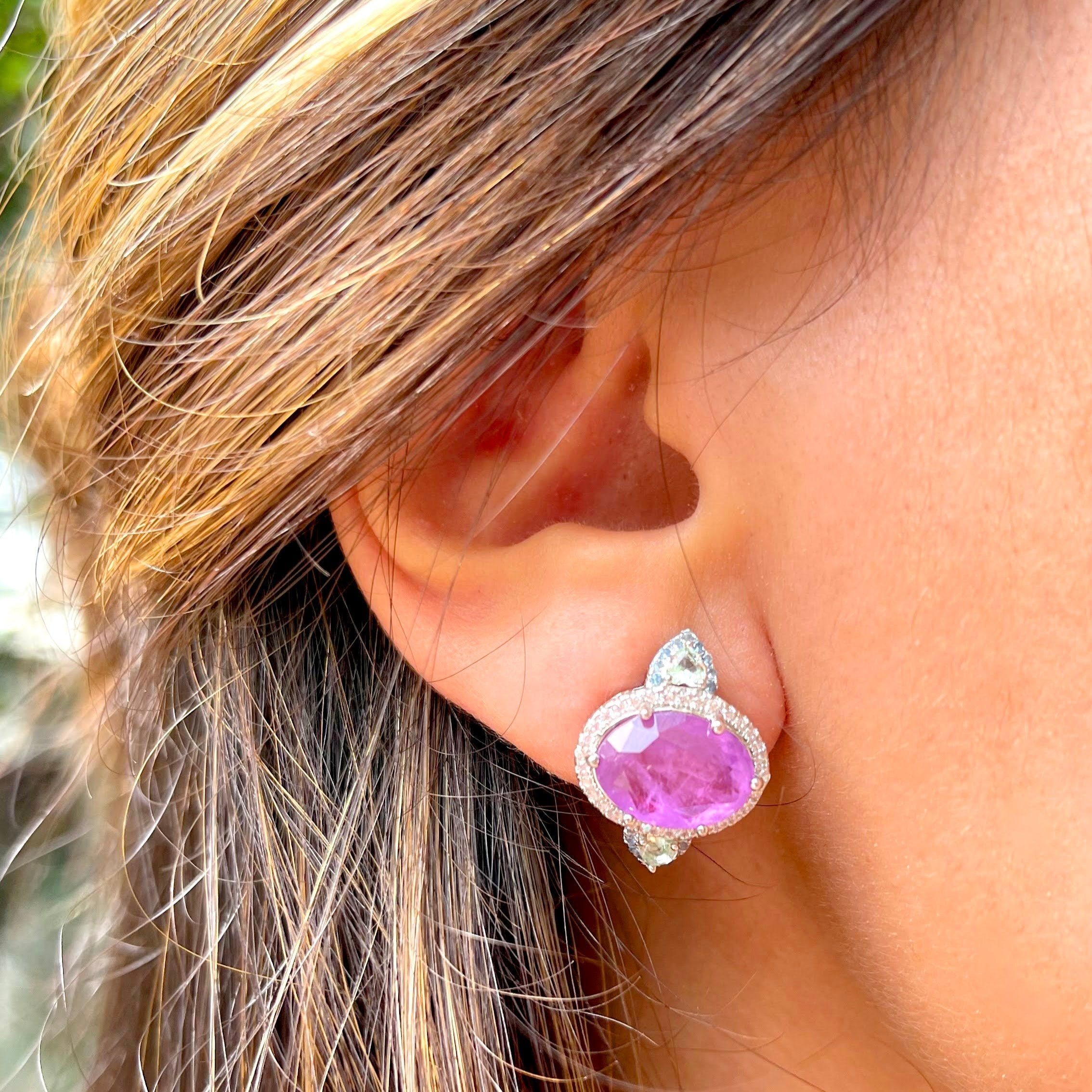 FUSION AMETHYST AND GREEN AMETHYST PATRICIA EARRING