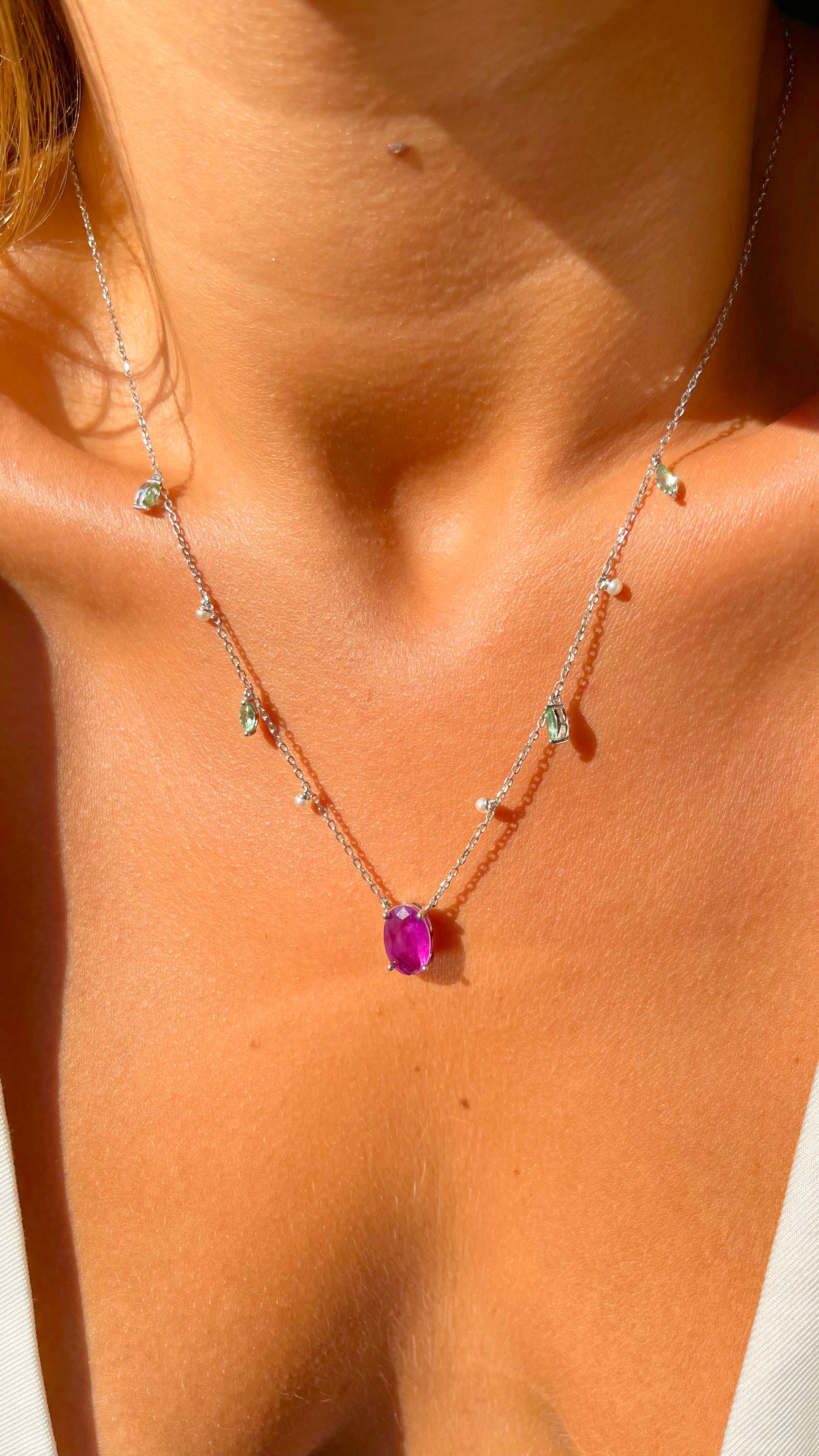 AMETHYST, GREEN AMETHYST AND PEARL LANA NECKLACE