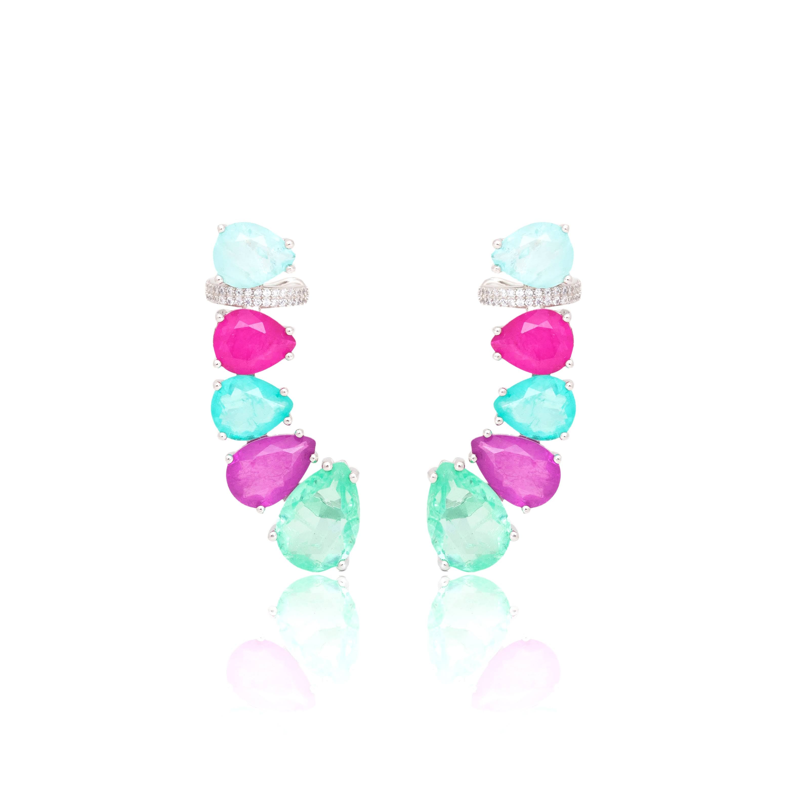 FUSION EMERALD, AMETHYST AND TOURMALINE ANGELICA  EARRING