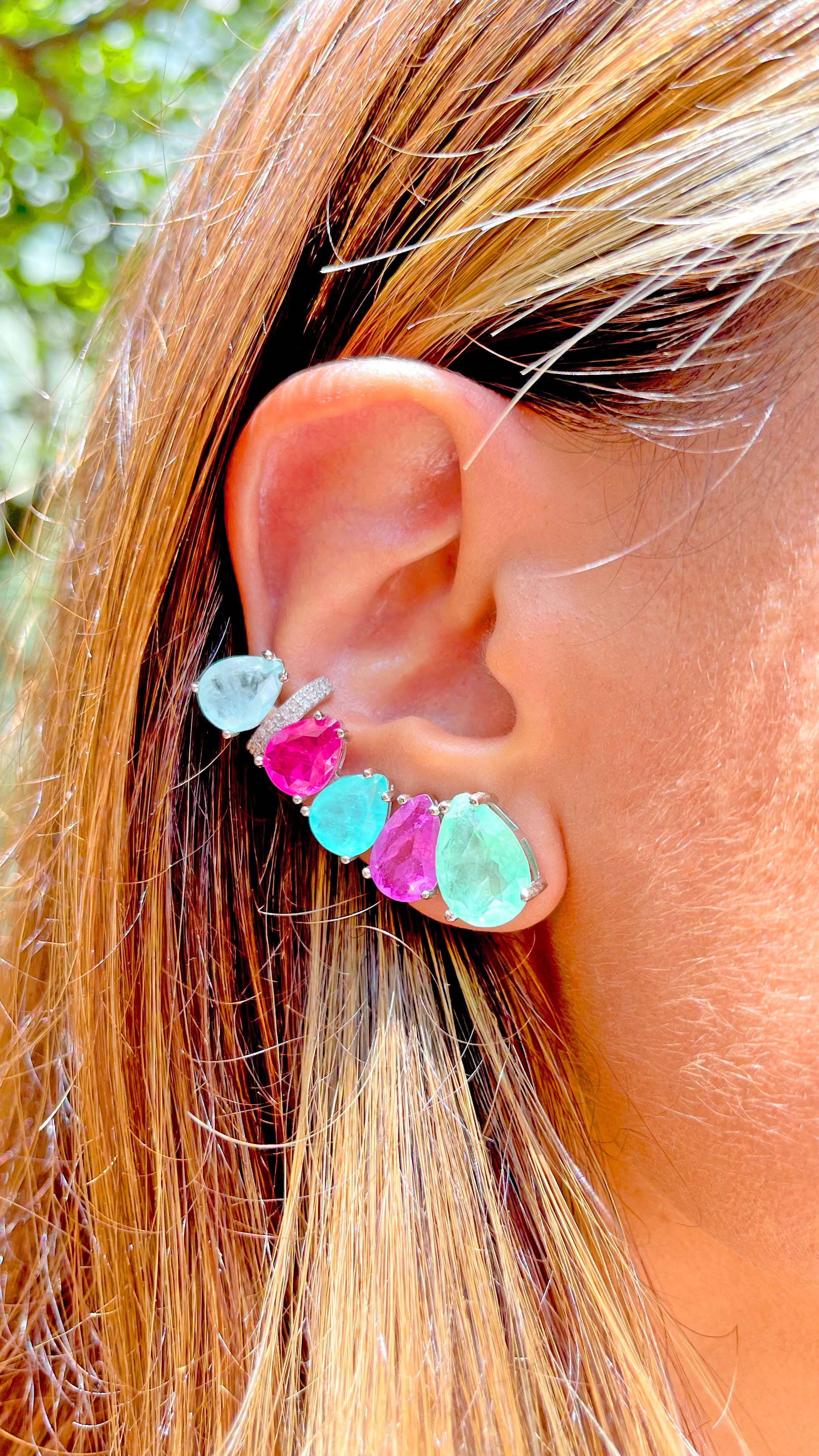 FUSION EMERALD, AMETHYST AND TOURMALINE ANGELICA  EARRING