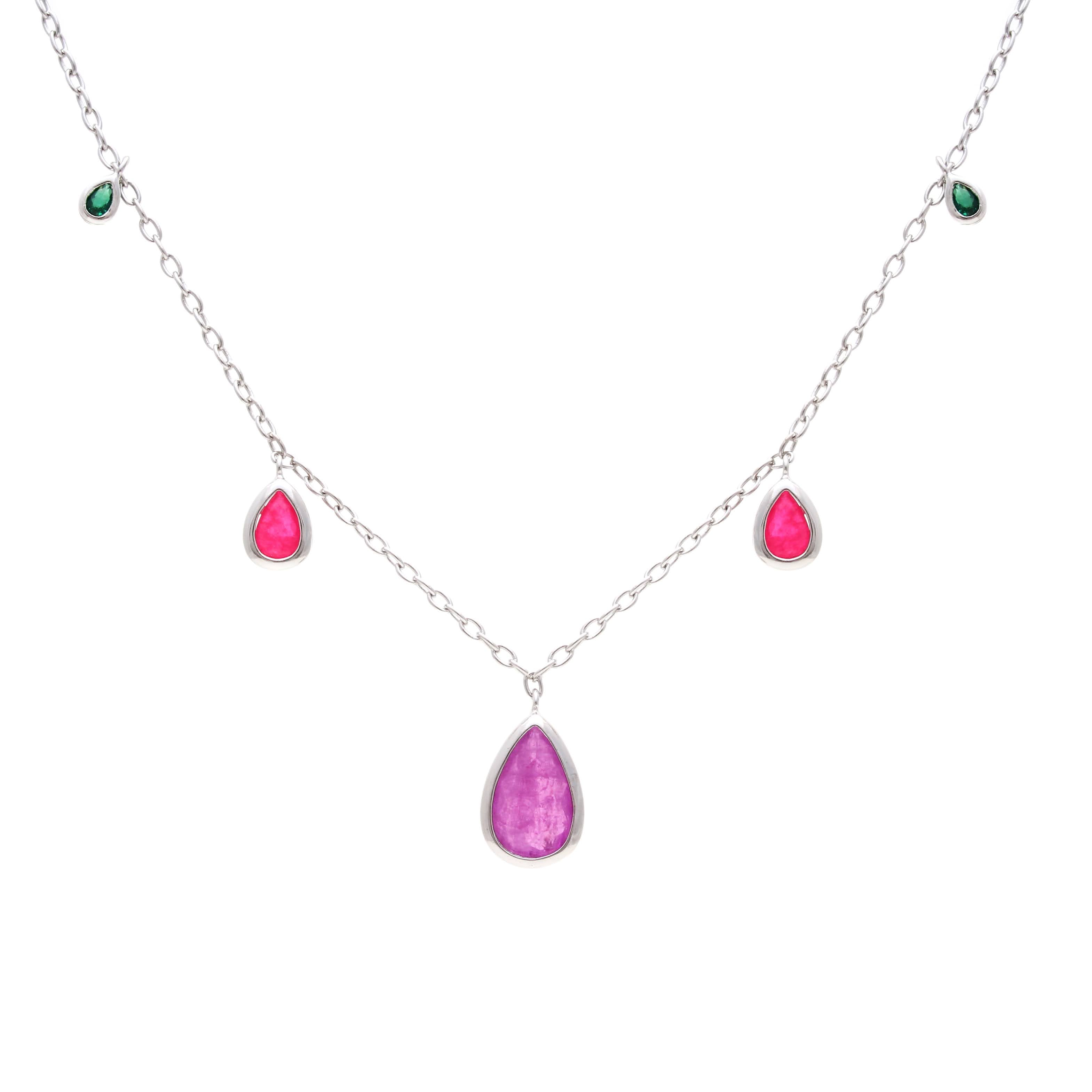 AMETHYST, TOURMALINE AND EMERALD EMILY NECKLACE