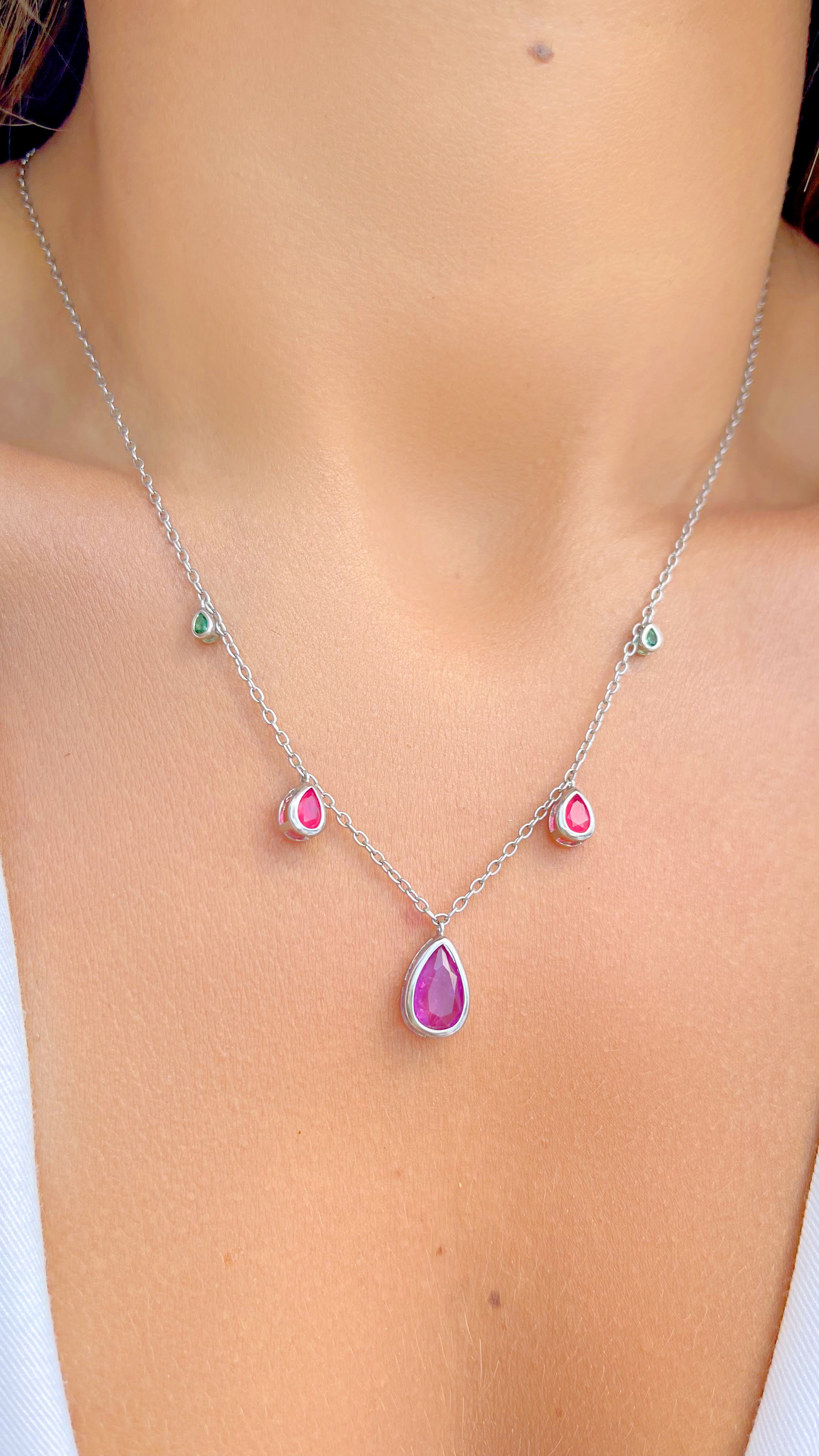 AMETHYST, TOURMALINE AND EMERALD EMILY NECKLACE