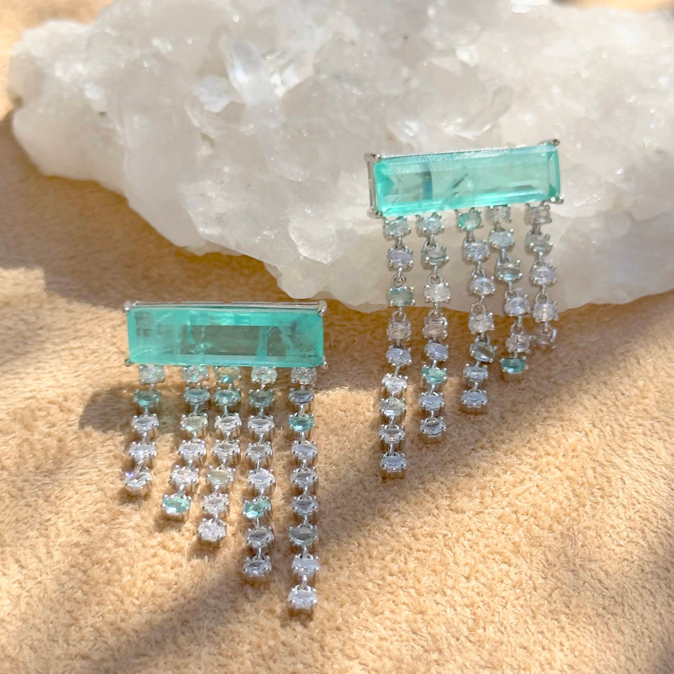 TOURMALINE, PARAIBA ZIRCONIA WITH FRINGE LORRAYNE EARRING