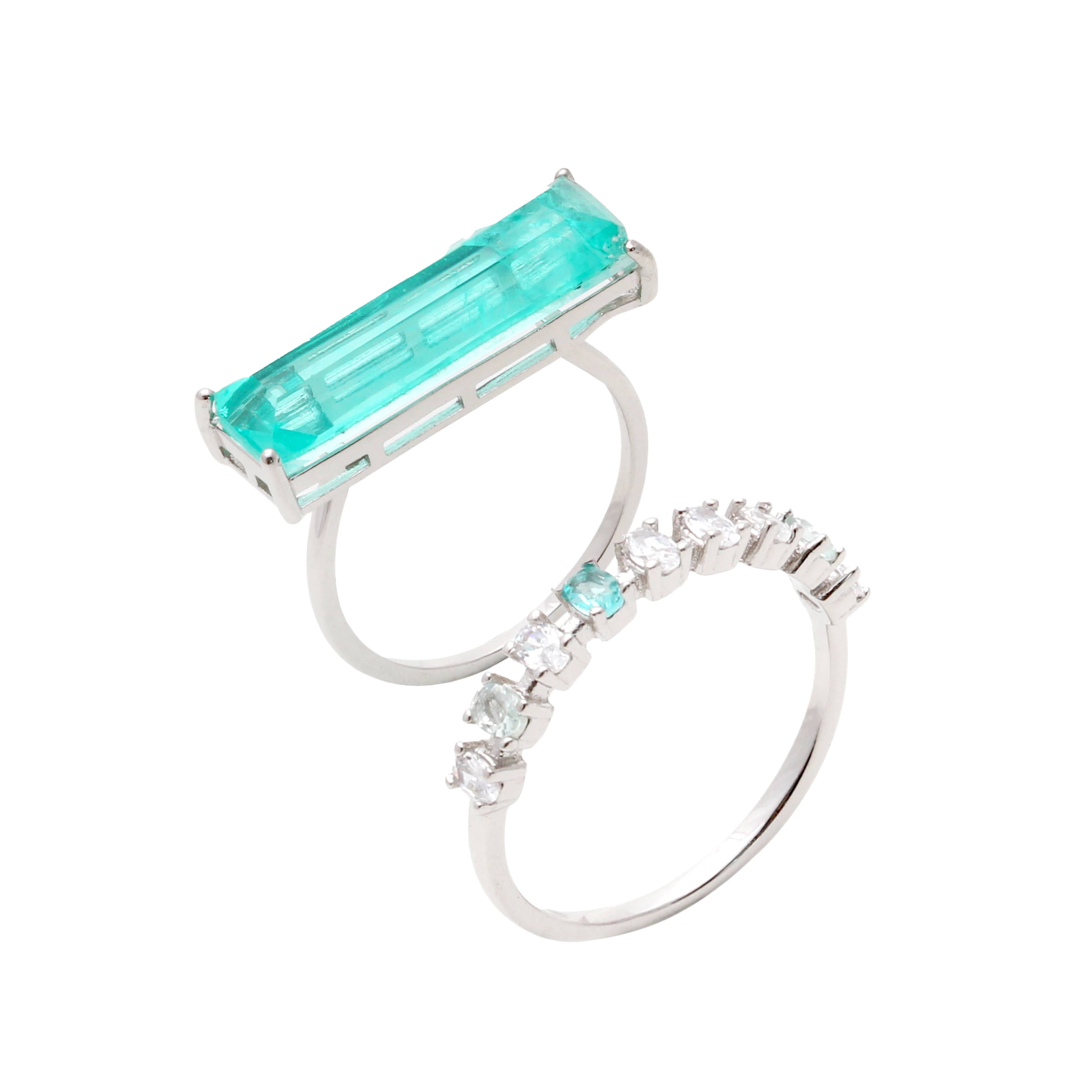 DOUBLE TOURMALINE AND CRYSTAL PARAIBA LORRAYNE RING