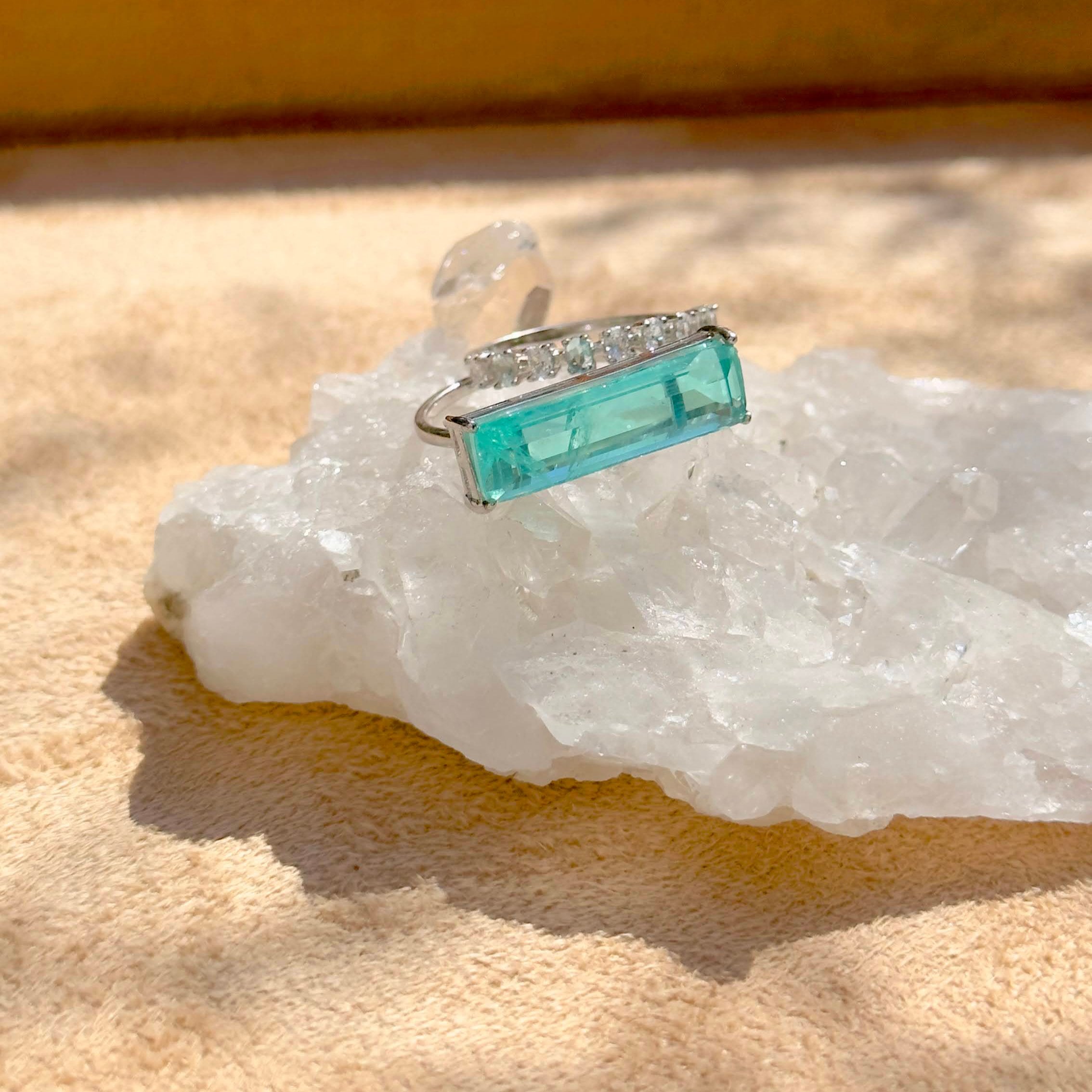 DOUBLE TOURMALINE AND CRYSTAL PARAIBA LORRAYNE RING