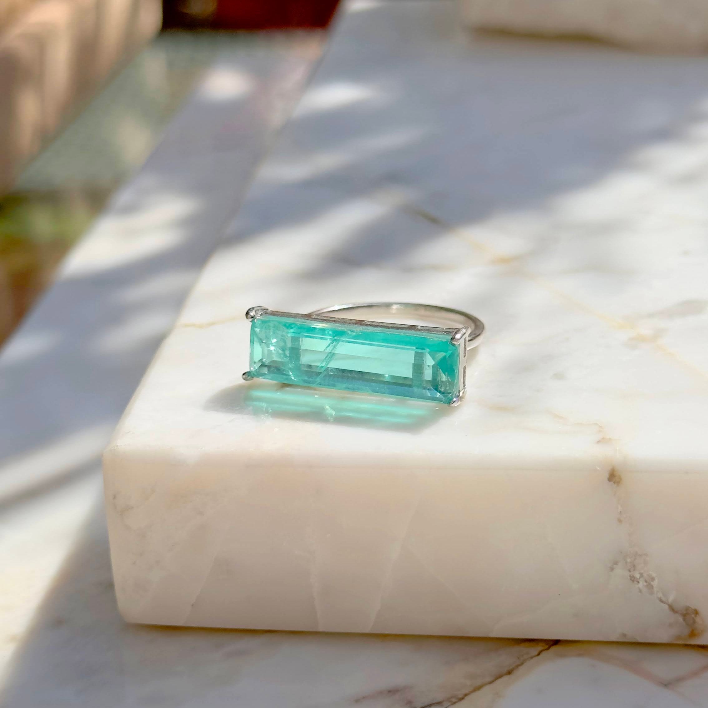 DOUBLE TOURMALINE AND CRYSTAL PARAIBA LORRAYNE RING