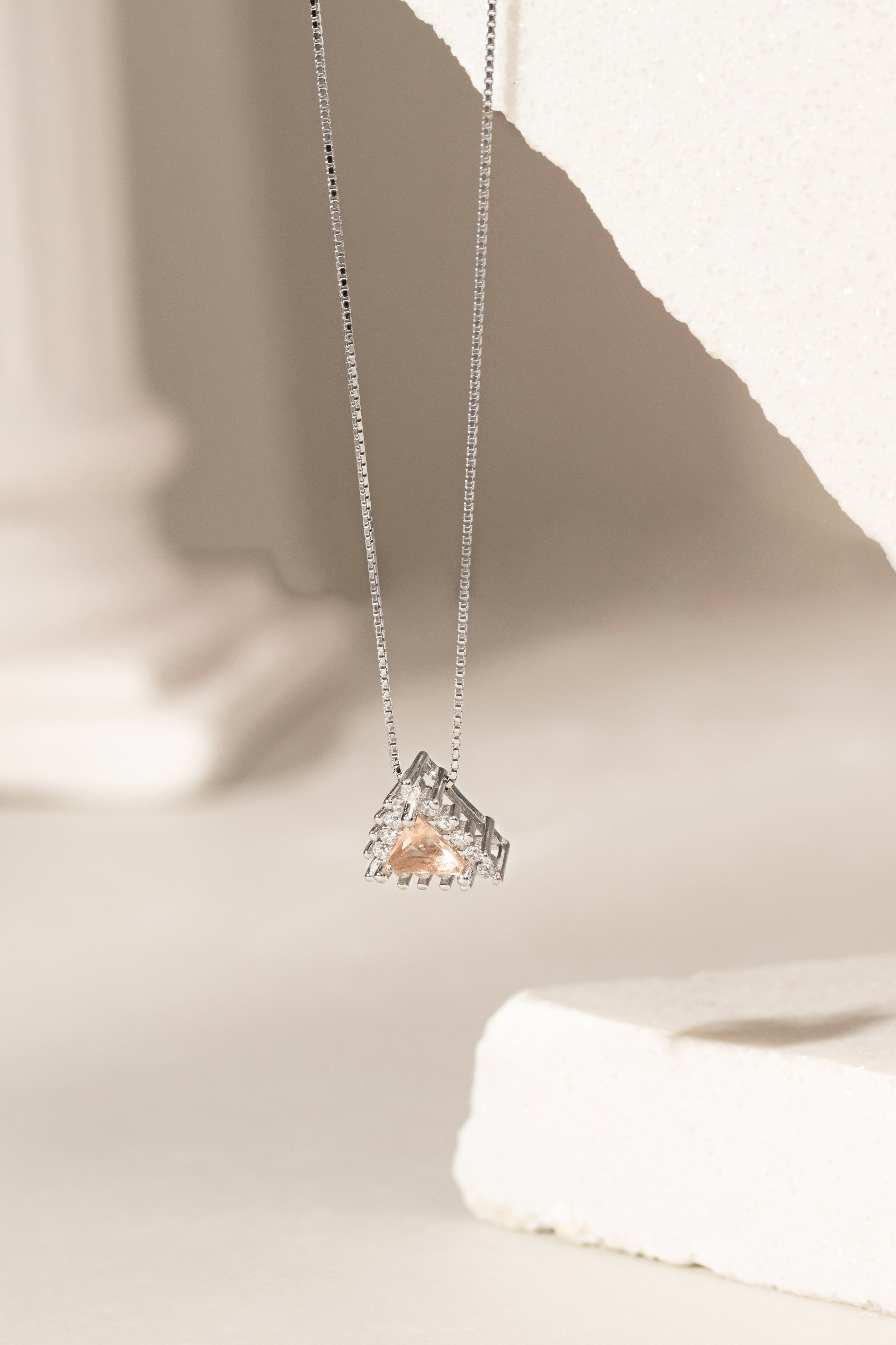 MORGANITE AND ZIRCONIA ISA NECKLACE