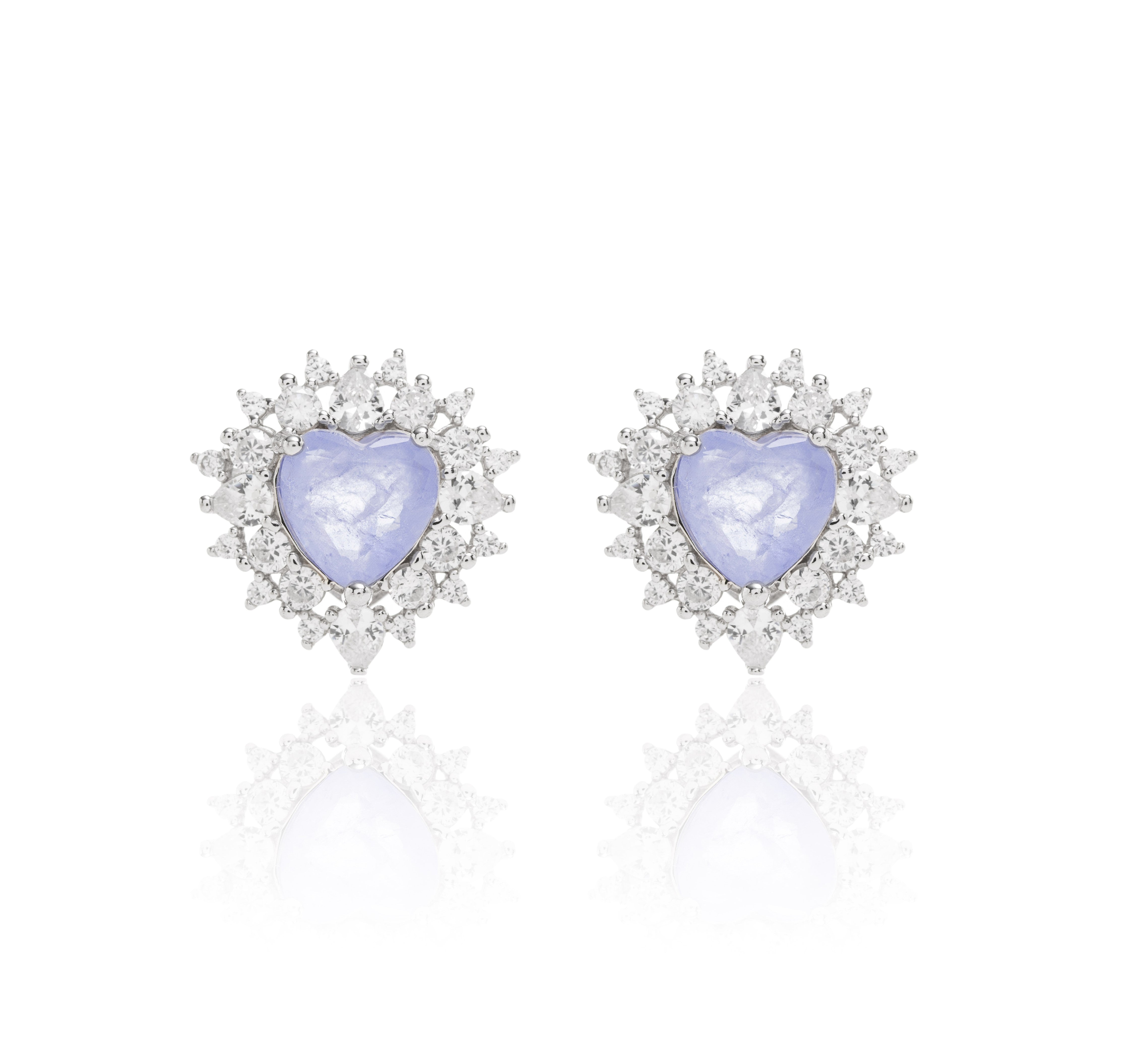 PURPLE TANZANITE AND ZIRCONIA HEART AMANDA EARRING