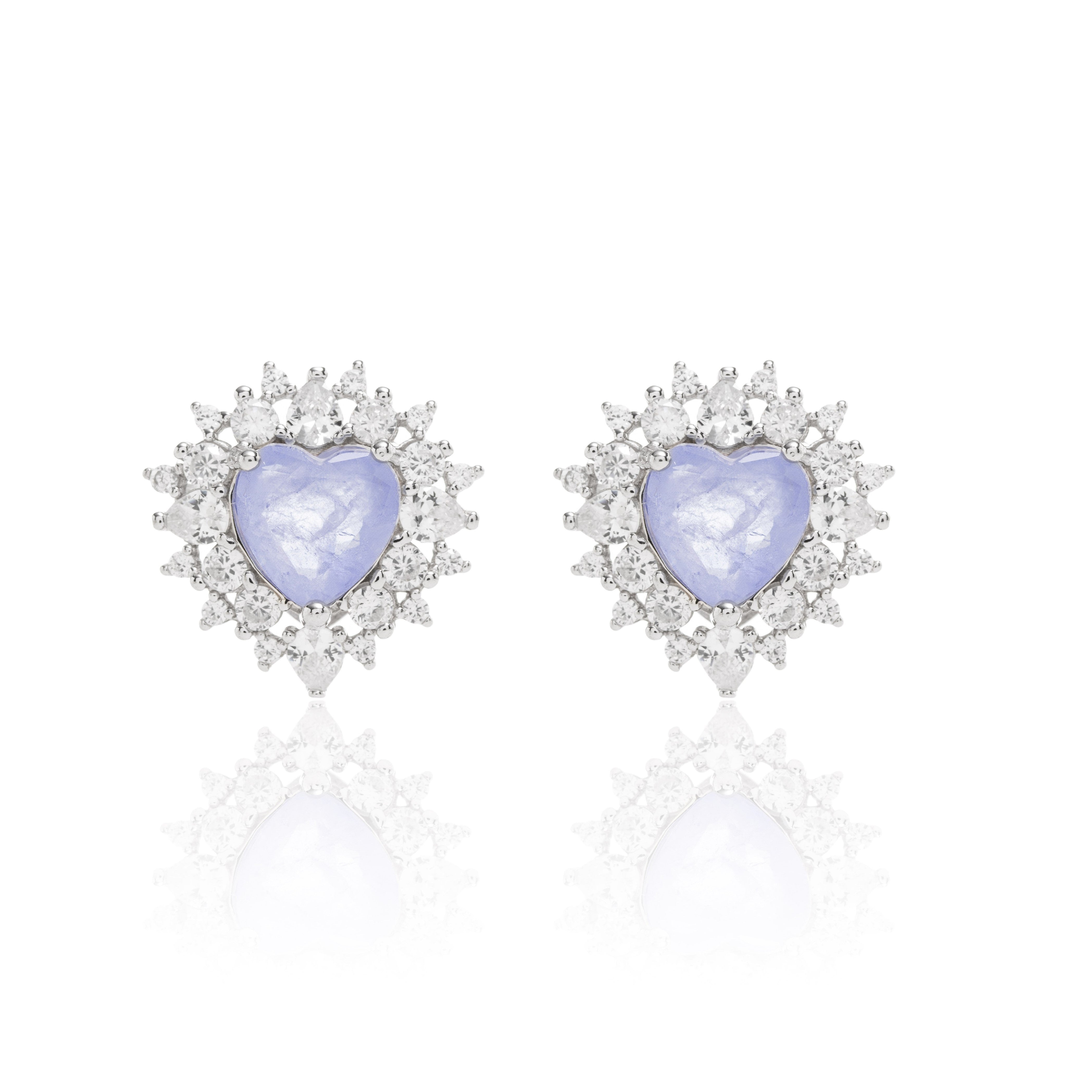 PURPLE TANZANITE AND ZIRCONIA HEART AMANDA EARRING