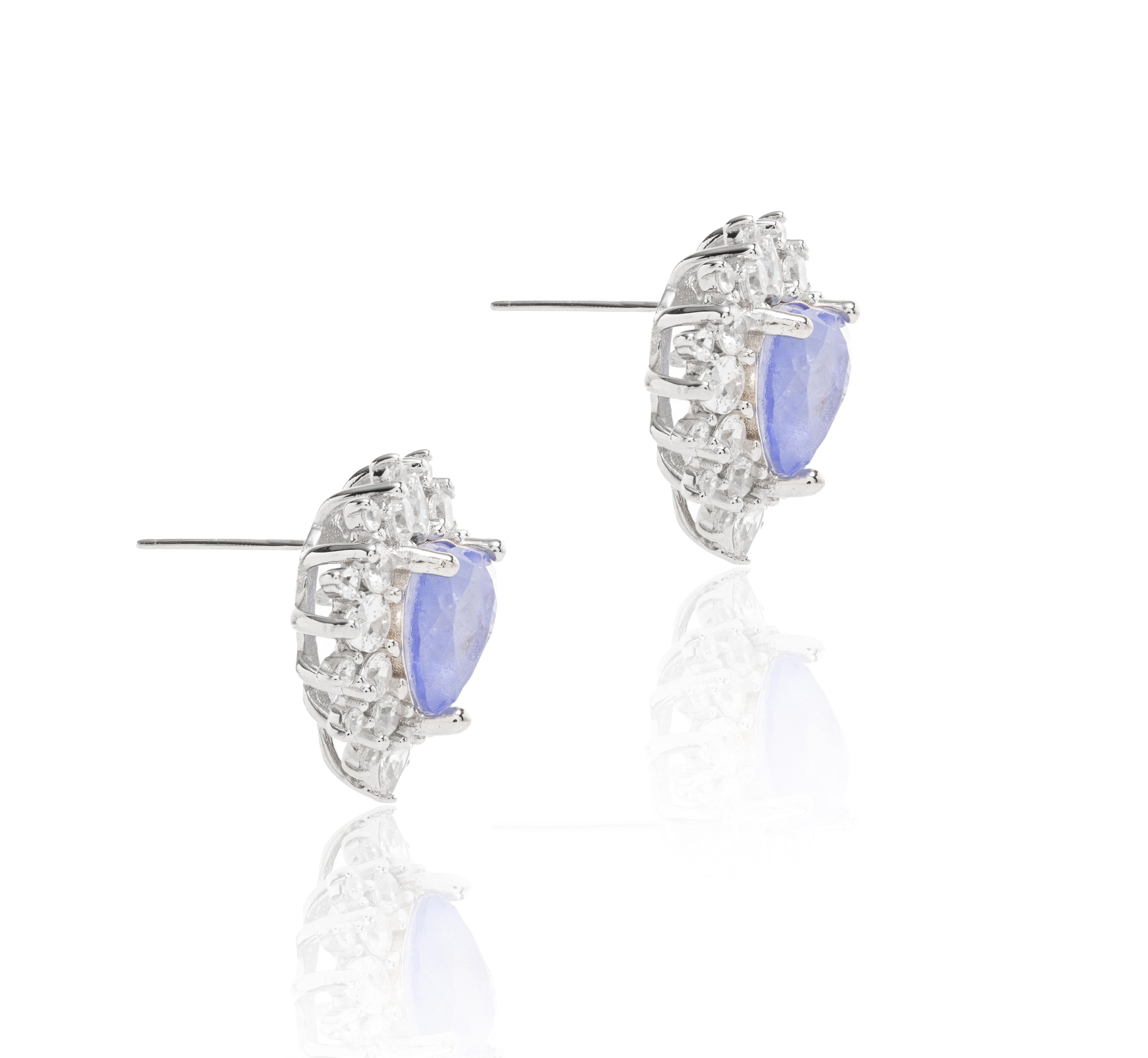 PURPLE TANZANITE AND ZIRCONIA HEART AMANDA EARRING