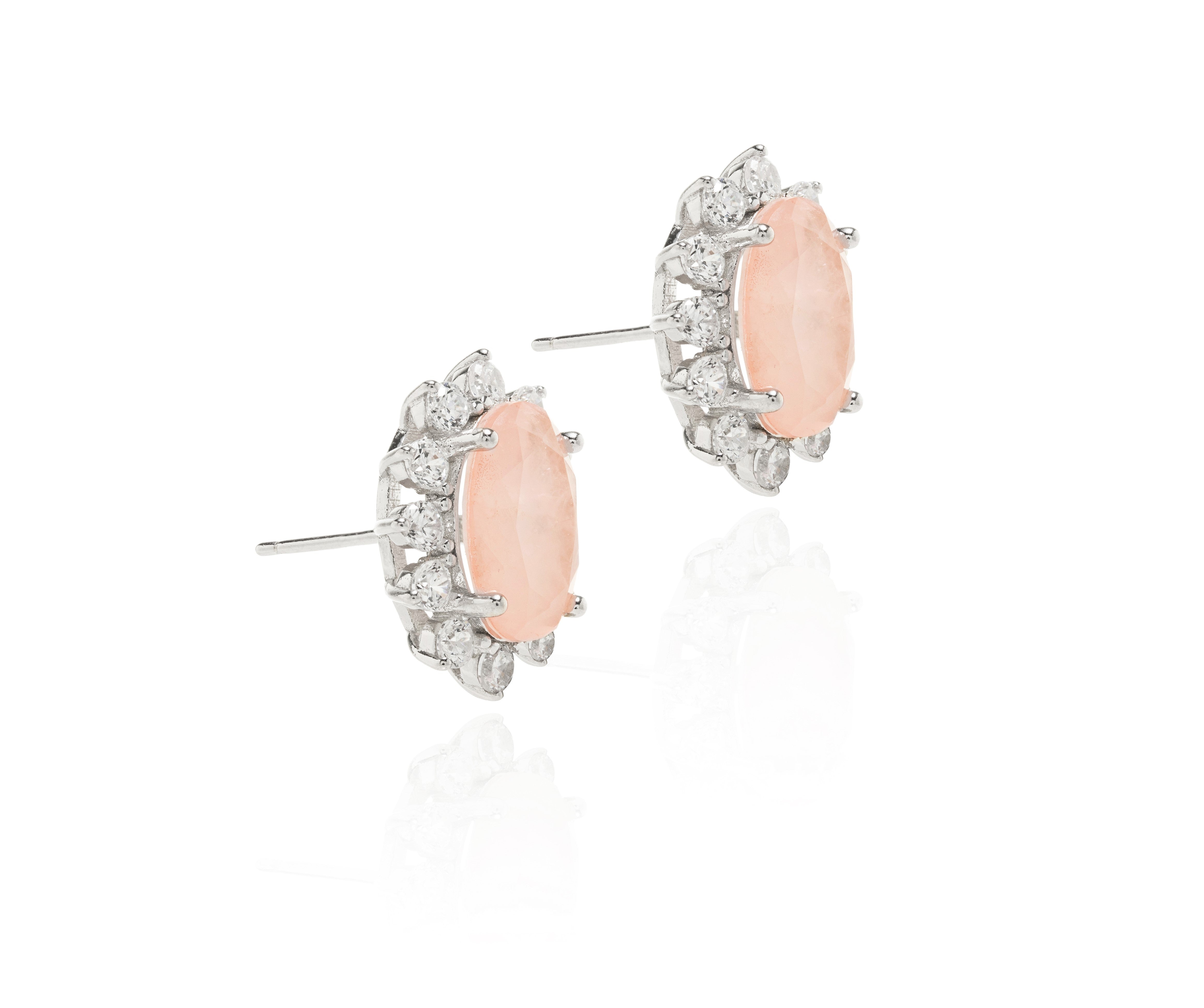 MORGANITE AND ZIRCONIA GEOVANA EARRING